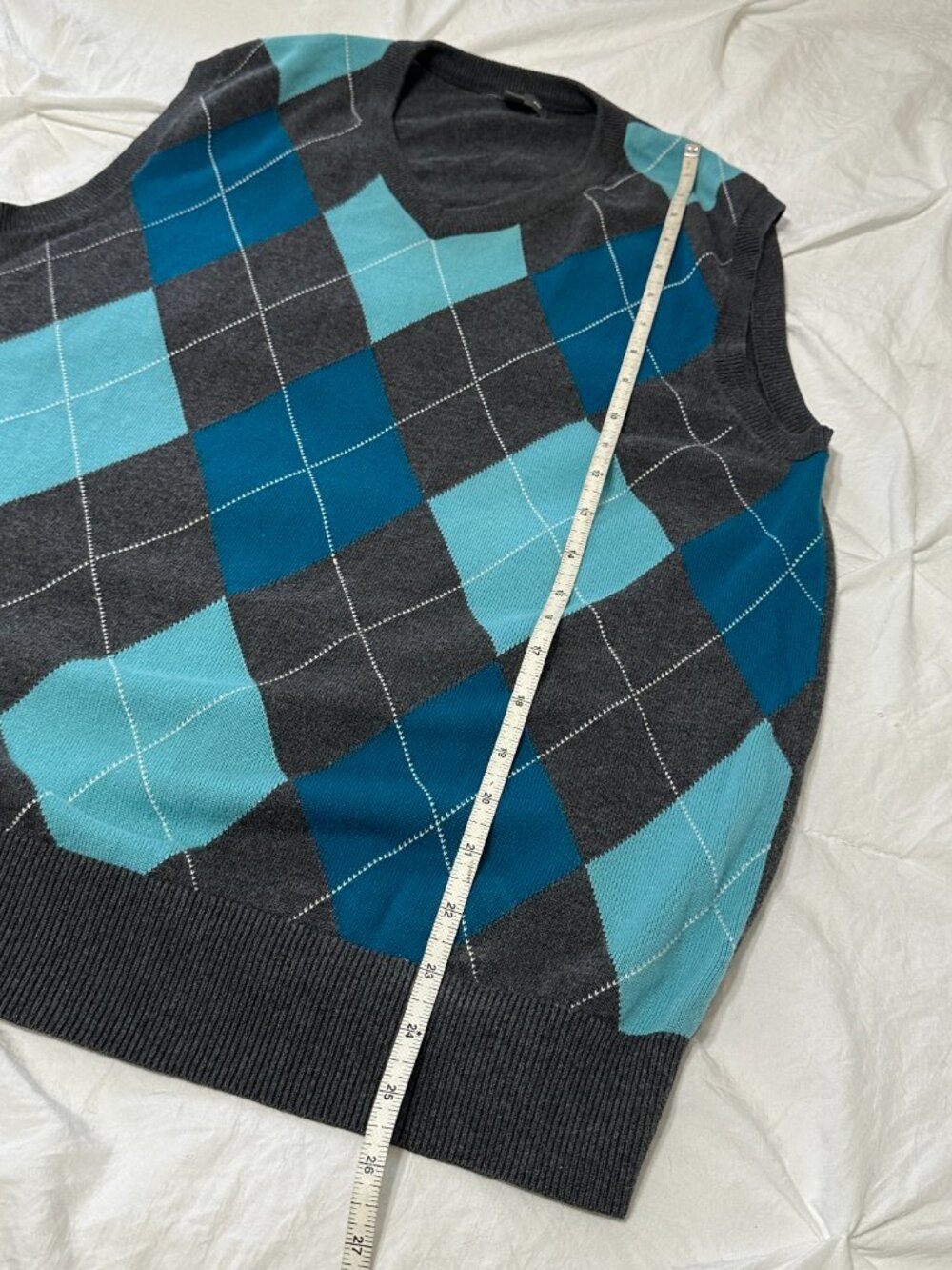 TWO Gap Mens Argyle Sweater Vests Size M Blue Purple Gray Grandpa 100% Cotton - Picture 5 of 16